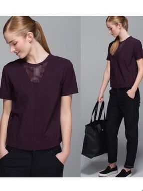 lululemon athletica Short-Sleeve Mesh Inset Top - Plum